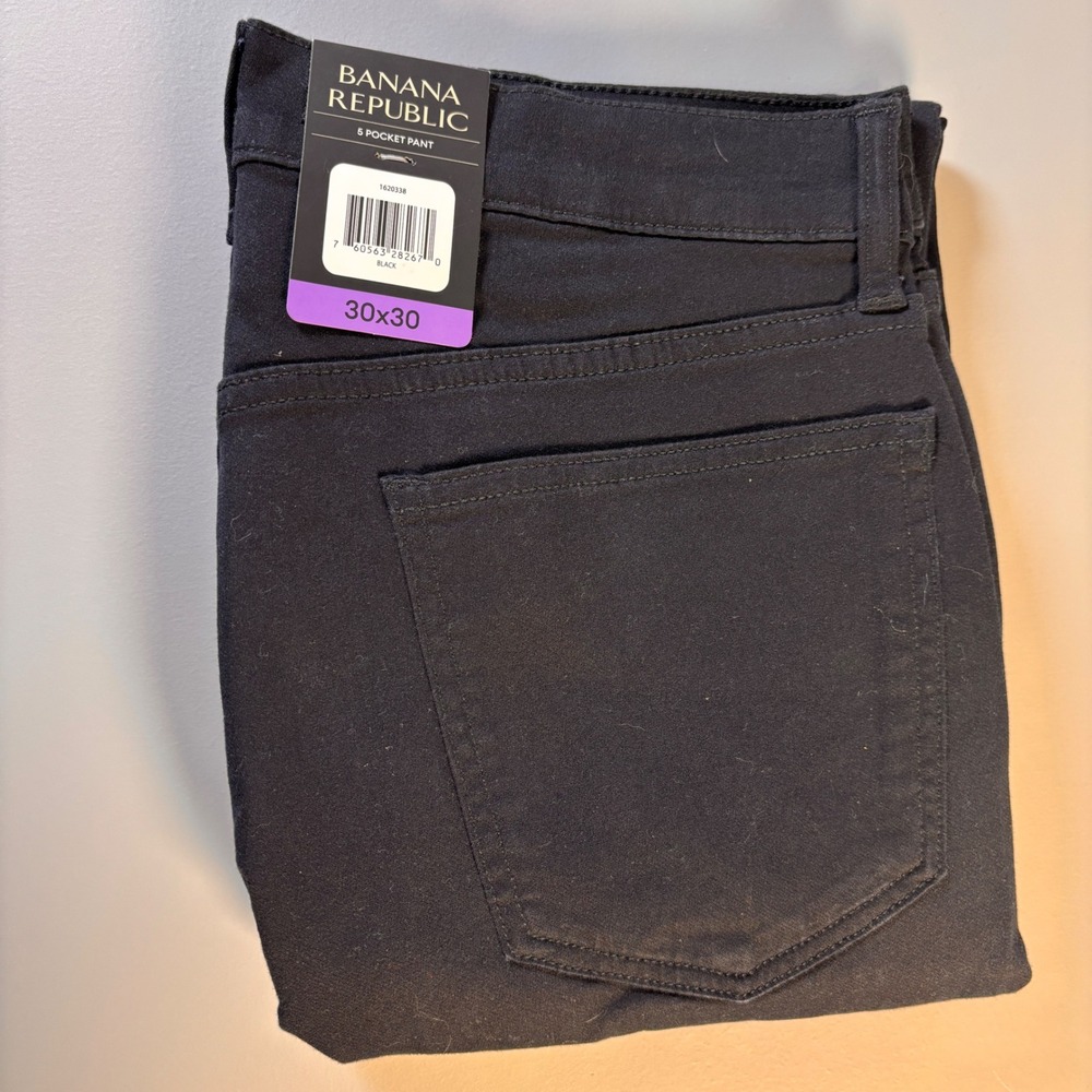 Banana‎ Republic 5 Pocket Pant Black 30x30 NWT Straight Stretch Casual Work